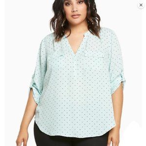 Torrid Polka Dot Georgette Popover Top - Mint Green, Size 3